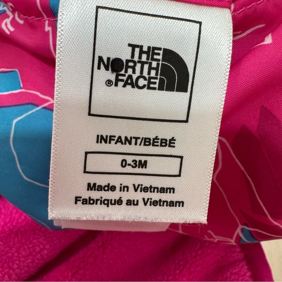 North Face Reversible Jacket Coat Baby Infant Girl's 0-3 Month Hood Pink - Picture 10 of 12